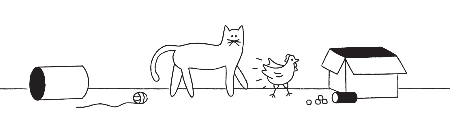 Cat chasing illustration